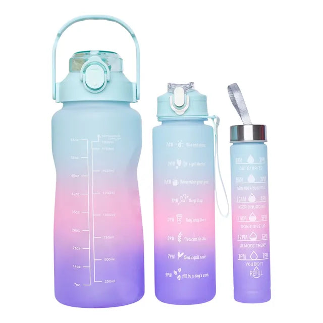 Set Botellas Degradé Motivacionales Con Pico X3 Unidades Celeste - 5380.07 - 16759.68